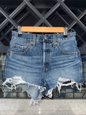 Levi's Blue Distressed Cutoff Denim Shorts